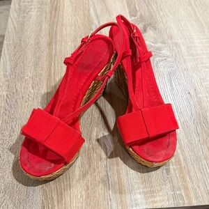 Kate Spade Red Wedge Sandals